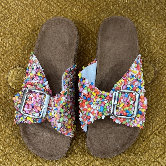 Shoes - Beaded Slip On Summer Sandals Multicolor Womens Size 7 NWOT